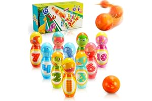 Hapikids Bowling Set für Kinder - Montessori Spielzeug mit 12 Stücken, ab 3 Jahre, Outdoor Spielzeug für Jungen 3-6 Jahre