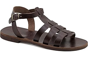 EMMANUELA HANDCRAFTED FOR YOU Emmanuela Sandali in pelle pescatore per gli uomini, sandali da uomo greco greco di alta qualità con cintura fibbia regolabile, scarpe estive con cinghie per uomo