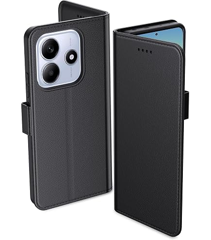 Magnetic Book-Style Wallet Case For Xiaomi Redmi 9T - Black Leather Flip Cover With Card Slots