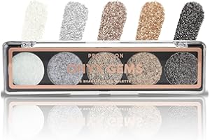 Profusion Cosmetics 5 Shade Glitter Eyeshadow Palette - Vibrant Pressed Pigments with Built-In Primer and Dazzling Shine for Long-Wearing Sparkle Makeup Looks (Onyx Gems)