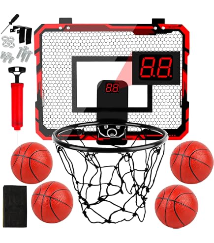 Panier De Basket Intérieur Avec Lumières LED & Sons – Comptage Auto Des Points – 4 Balles Incluses - 3