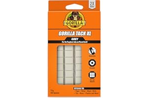 Gorilla Tack, 112g - Low Residue Tack for Indoor & Outdoor Application | Reusable, Removable Tack for Hanging Lightweight items and Arts & Crafts | 168 Pre-Cut Squares, Grey