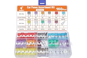 JOREST 160Pcs Fusible Voiture Set - pour Fusibles Auto/Truck/RV/Camion/Moto (2A 3A 5A 7.5A 10A 15A 20A 25A 30A 35A 40A) - Min