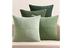 EMEMA Kissenbezug Kordsamt 4er Set Weihnachten Patchwork Kissenhülle 40x40 cm Zierkissenbezug Dekokissen Sofakissen Kord Dekorative Kissen für Sofa Sessel Zuhause Schlafzimmer Grün Serie