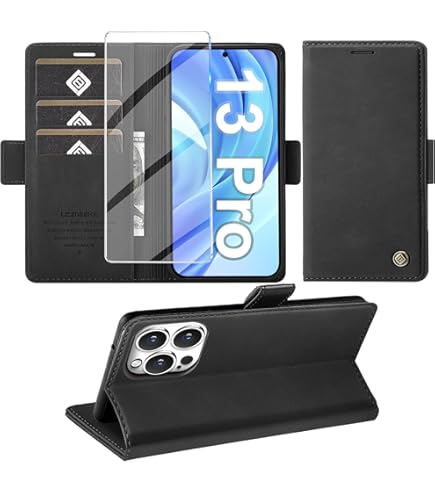 Magnetica Cover Per IPhone 13 PRO Con Portafoglio – Pelle PU Flip, Slot Carte RFID, Compatibile MagSafe – Nero