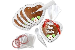 Lebkuchen Herz zum selber Beschriften - Rohlinge - 10er Pack - 15cm - Randfarbe: Weiß von LEBKUCHEN WELT