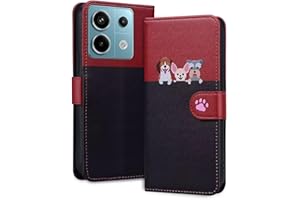 RNRIEYTA Miagon per Xiaomi Redmi Note 13 PRO 4G Cover,Custodia Cartone Cane Gatto Carino Portafoglio a Libro in PU Pelle Giuntato Flip Cover con Porta Carte Chiusura Magnetica Case,Nero