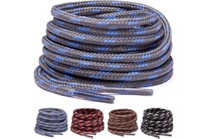 Miscly Cordones Redondos para Botas de Trabajo y Zapatos de Senderismo [3 pares] Trenzas Resistentes de 3mm de Diámetro