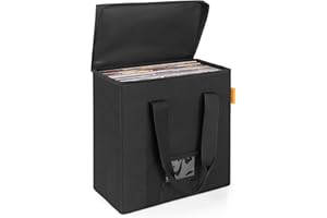IBVIVIC Sac de Rangement pour Disque Vinyles de 12" avec Couvercles & Poignées, Compatible avec 50 Disques LP, Boîte Pliante pour Disques LP Protégez Votre Précieuse Collection d'albums (Petit)