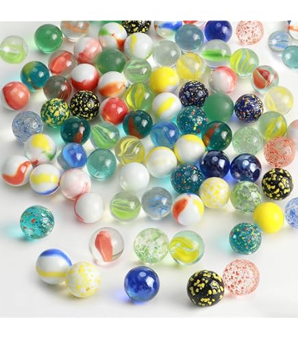 SODIAL-80 Pièces Séries Billes 16 mm Billes de Verre Culotte En Verre Boules Décoration Couleur