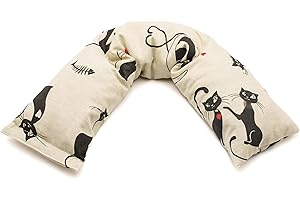 ERBORISTERIA VITA Cuscino lungo con semi di lino scaldacollo per dolori cervicale - Prodotto in Emilia Romagna (Gatti)