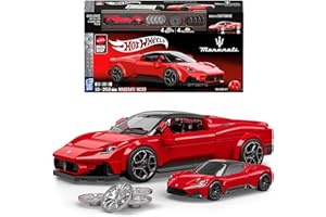 Mattel Brick Shop Klocki Hot Wheels Maserati MC20 Samochód do zbudowania, 250 elementów, zestaw konstrukcyjny dla dorosłych kolekcjonerów i zabawka dla dzieci od 10 roku życia, JFR90