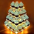 Notherss 4 Tier Square Cupcake Stand - Acrylic Cupcake Tower for Birthday Party Wedding Decorations for Reception Candy Bar+ LED Light String (Warm White)