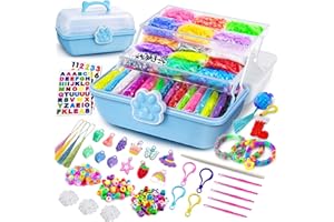 ROSHUKG 50 Colours Loom Bands Making Kit with 3 Layer Container, DIY Rubber Band Refill Kit for Boys Girls Weaving Gift(Blue)