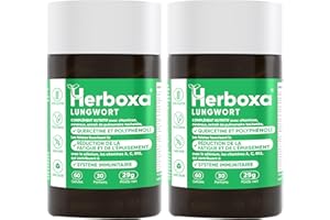 HERBOXA.COM Herboxa Lungenkraut Mehrere Packungen (2 Stück) - mit geflecktes Lungenkraut - Enthält Folsäure, die Müdigkeit und Erschöpfung reduziert, Vitamin C, Quercetin, ProG-Phen - 60 Kapseln