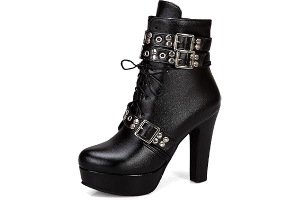 Dammode snörning dragkedja blockklack hög klack rund tå plattform lätt promenader bekväma kort skaft stövlar för damer z39961