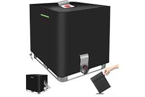 STEEIRO IBC Tank Abdeckung, Wassertank IBC Behälter Abdeckplane, 420D IBC UV-Schutz/Regenwasser Schutzhaube Cover,Mit Öffnung, Reflektierender Streifen,Für 1000L IBC Container (100x120x116cm)