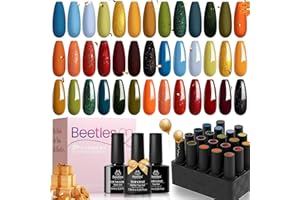 beetles Gel Polish 23 Pcs Fall Festival Nail Pliosh Set Yellow Orange Blue Red Green Gel Polish Soak Off UV Nail Lamp Gel Nail Kit with Gel Top Coat Base Coat Nail Art Manicure