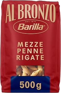 Barilla Pasta Al Bronzo Mezze Penne Rigate 100% Grano Italiano 500 g
