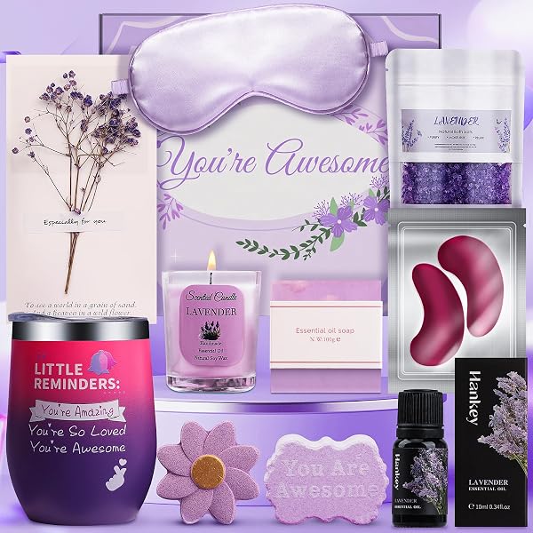 Morndsun Spa-Geschenkkorb Für Frauen – Mit Duftkerze, Badesalz, Badebombe, Seife Und Edelstahlbecher, Perfekt Für Geburtstag Oder Muttertag