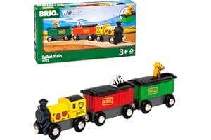 BRIO World - 33722 - Train Safari - Pour circuit de train en bois - Action de jeu sans pile - Système d'attache aimantée - Jouet pour garçons et filles dès 3 ans