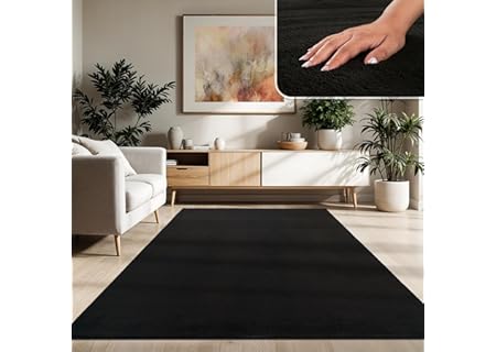 Paco Home Matta för vardagsrum enkel tvättbar mjuk kort hög, Storlek:120x170 cm, Färg:Svart - Amazon Deal & Rabatt