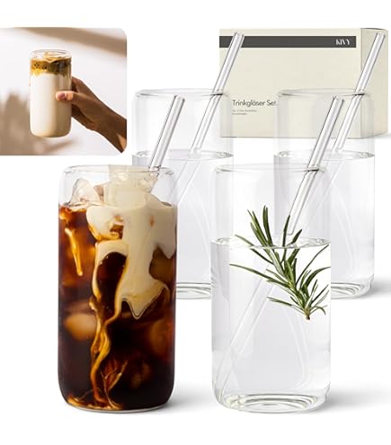 Coole Dosen-Gläser Mit Deckel & Strohhalm - 500ml Cocktailgläser Für Eiskaffee & Smoothies
