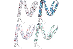 AUXSOUL 4 Pezzi Cordino Porta Badge Cordino da Collo per Portabadge ID Cards e Cellulare per Medico Infermiera Donna Uomo