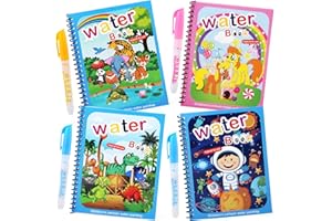 Ballery Libro Magico Agua, Magic Water Book Libro Infantil Pintar con Agua, Reutilizable Libro para Colorear Mágicos con 4 Bolígrafos