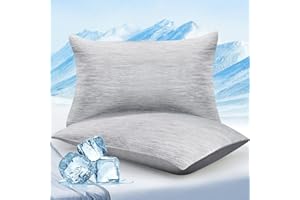 Elegear 2-częściowy zestaw chłodzących poszewek na poduszkę 40 x 80 cm, japońskie włókna chłodzące Arc-Chill, dwustronne, jedwabiste, chroni skórę/włosy, oddychająca, super miękka poszewka na poduszkę z zamkiem błyskawicznym