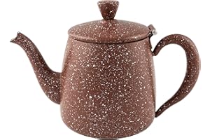 Café Olé PT-035RG dzbanek do herbaty klasy premium, 1 l, z wysokiej jakości stali nierdzewnej, czerwony granit, wylewanie bez kapania, puste uchwyty i pokrywa na zawiasach, 1 litr