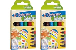 Heitmann Eierfarben 60008 - Malstifte zum Bemalen von Ostereiern (2X 6er Set, Malstifte)