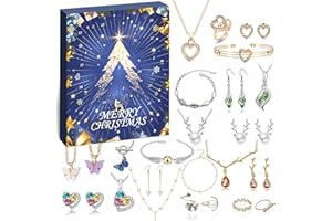 ‎ZJTAPE Schmuck Adventskalender Damen 2025 Mädchen Weihnachtskalender, 24 Überraschungen Armband Halskette Ring Ohrringe - Countdown Kalender Schmuck Set, Weihnachten Geschenk für Damen Mädchen.
