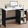 ABOUT SPACE Study Table with 2 Tier Bottom Storage - Office Desk -Computer Table for Laptop, PC-Engineering Wood Working, Drawing, Office Table for Home (Black Mahogany & White-L 100 x B 50 x H 75 cm)