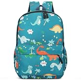 Aucuu Children's Backpack for 3-6 Years, Primary School Backpack, Dinosaur Pattern Preschool Bag, with Bottle Pocket, Ideal f