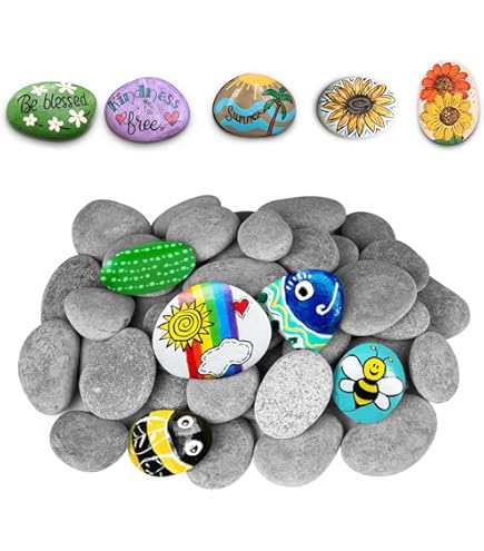 20 Pietre Per Dipingere - Ciottoli Lisci Naturali Per Fai Da Te, Decorazione Giardino E Vasche - Foto 11