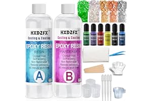 HXDZFX Résine Époxy Kit 600ml/695g – 1:1 Ratio Revêtement Transparent Résine Époxy, Kit de Coulée 2 Composants Résine pour Résine Bricolage, Fabrication de Bijoux, Table de Rivière, Revêtement de Meubles