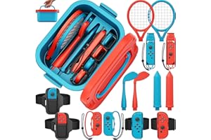 Deruitu 15-in-1-Switch-Sportzubehör-Bundle-Set für Nintendo Switch/OLED-Spiele, Switch-Sportspiel-Zubehör-Kit, Familien-Party-Pack-Spielzubehör-Set für Switch-OLED-Sportspiele