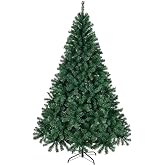 Sapin de Noel Artificiel de 210 cm, PVC Ignifuge, Support métallique, Arbre de Noel avec 850 Pointes de Branche - Montage Rapide, Convient à diverses Occasions, Vert