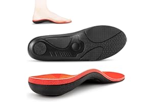 PCSsole semelle orthopédique fasciite plantaire,Semelle de soutien pour pied plat,douleur au talon,Semelle intérieure de travail confortable Femme et Homme debout toute la journée Rouge(27cm)