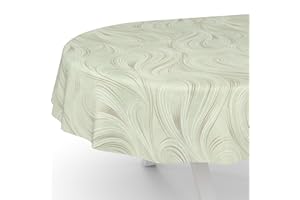 ANRO Nappe en toile cirée - Lavable, motif abstrait, vert, ovale, bord découpé, 240 x 140 cm