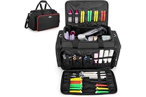 BAFASO Bolsa de Peluquería Grande con Divisores Ajustables, Bolsa de Almacenamiento para Herramientas de Peluquería (Solo Bolsa), Negro