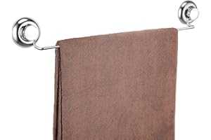 MaxHold No-Drilling - Suction Cup Single Towel Bar 18" - Towel Rack Holder - Vaccum System - Stainless Steel Never Rust - Towel Rail for Bathroom & Kitchen