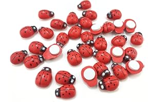 WESTOCK We-Stock - Juego de mariquitas de madera pintadas a mano - 20 unidades de 10 x 13 mm - Decoraciones creativas para bricolaje