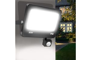 ANNIFUNLY Projecteur Led Extérieur Detecteur de Mouvement, 50W 5000LM IP66 Etanche Éclairage d'extérieur, 6500K Projecteur Led avec Détecteur Lampe de Sécurité pour Garage, Cour, Jardin, Entrée