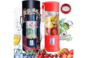 LITTLE ANTS Portable Mixeur des Fruits Rechargeable USB,Mini Blender Pour Smoothie, Milk-shake,Jus de Fruits,Blender Portable 350-420ml 6 Lames pour Sport et Voyage,Sans BPA,Noël Cadeau Femme Homme (Rouge)
