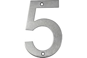 IBOO Edelstahl-Hausnummer zum Anschrauben, schwebende Optik, Design-Hausnummer (Nummer 5)