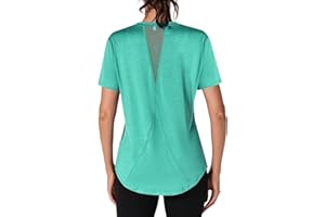 Gyabnw Maglietta Sportiva Donna Camicia Palestra Donna Manica Corta Scollo a V Elastico Indietro in Rete Traspirante Top Fitness Yoga Corsa Danza