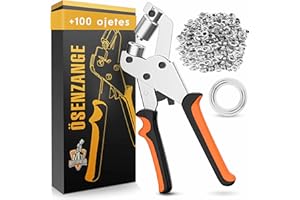 Meisterfaktur Remachadora ojales- Mínimo esfuerzo - Prensa para ojales segura con 100 ojetes (Ø interior 10mm) - ¡Maquina ojales, ideales para telas, lonas y toldos!