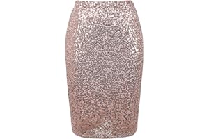 keland Mujer Sexy Falda de Lentejuelas Falda de Tubo Bodycon Faldas Midi con Purpurina de Cintura Alta